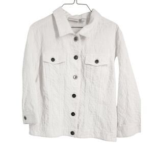 Chico's White Button Down Jacket Womens Size Large L (Chico's 2)